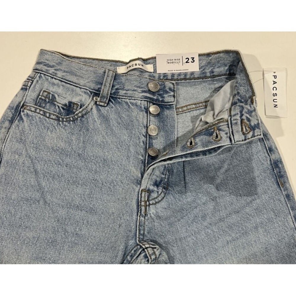 PacSun Eco Light Blue Slit High Waisted Bootcut Jeans Woman's Size 23 New - Picture 7 of 9